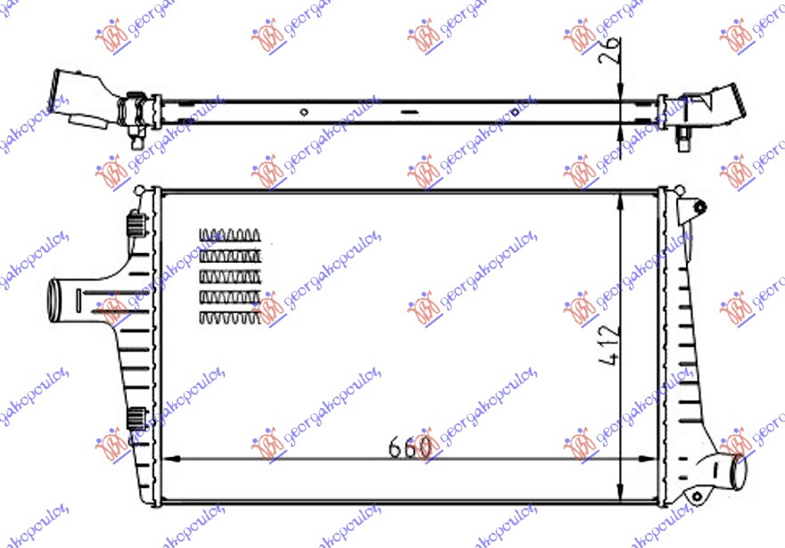 HLADNJAK INTERKULERA 2.5 TDi DIZEL (650x420x26) AUDI A6 1997-2004 (4B2/4B4/4B5/4B6)