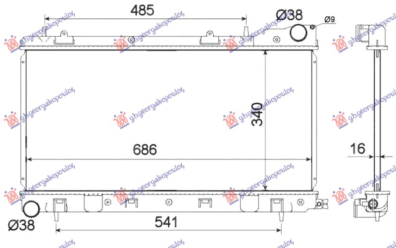 HLADNJAK MOTORA 2.0 S TURBO (MAN) (340x689x16) SUBARU FORESTER 1998-2002 (SF)