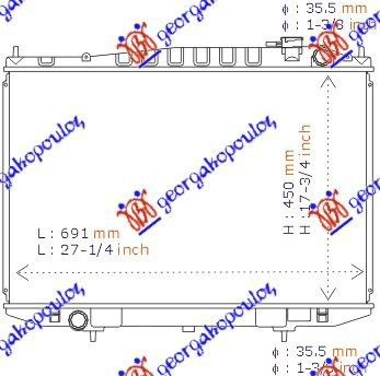 HLADNJAK MOTORA DIZEL (+/-AC) (71x45) (KOYO) NISSAN P/U 2WD-4WD 1998-2001 (D22)