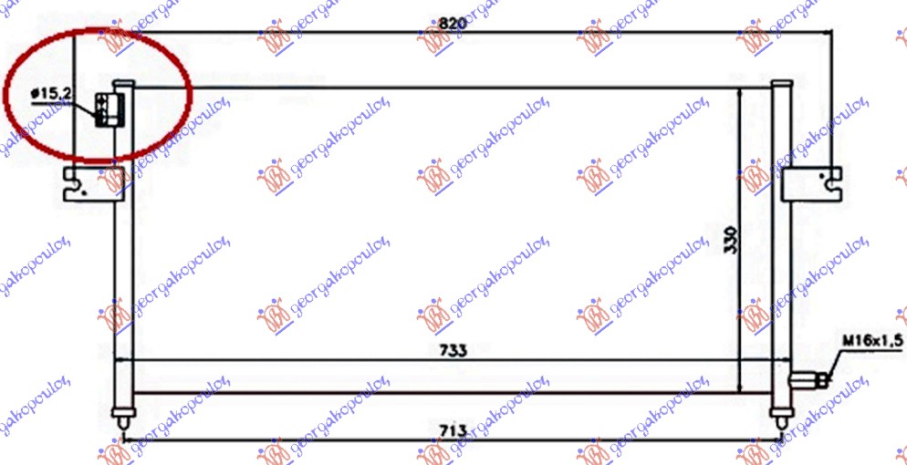HLADNJAK KLIME 2.4 BENZIN - 2.5 TD (733x330x16) CEV 15.2mm NISSAN P/U 2WD-4WD 1998-2001 (D22)