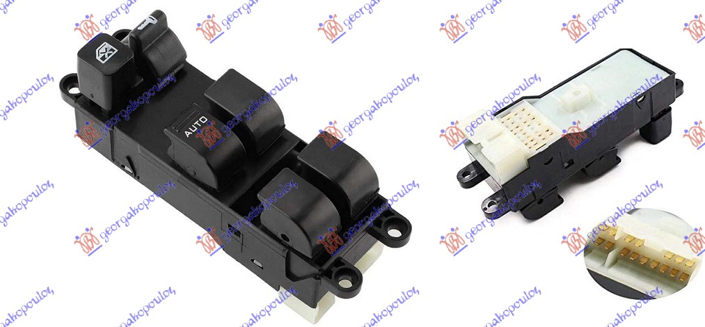 PREKIDAC U PREDNJIM VRATIMA (4 TASTERA) (1 KONEKTOR) (16 PIN) NISSAN P/U 2WD-4WD 1998-2001 (D22)