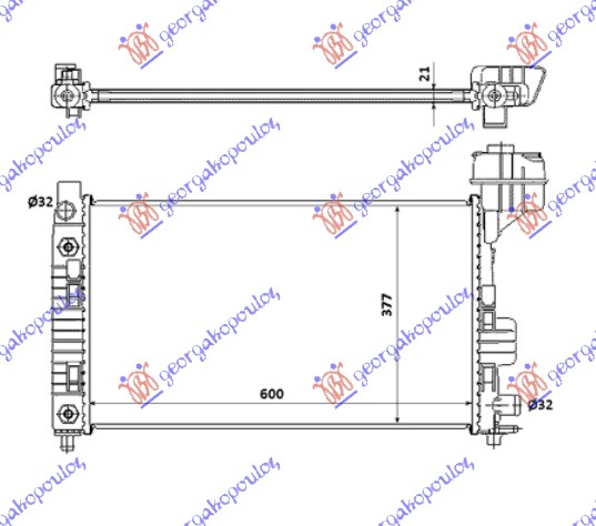 HLADNJAK MOTORA ZA SVE MODELE BENZIN (MAN/AUTO) (+/-AC) (600x359x22) SA POSUDOM MERCEDES A CLASS 1998-2004 (W168)
