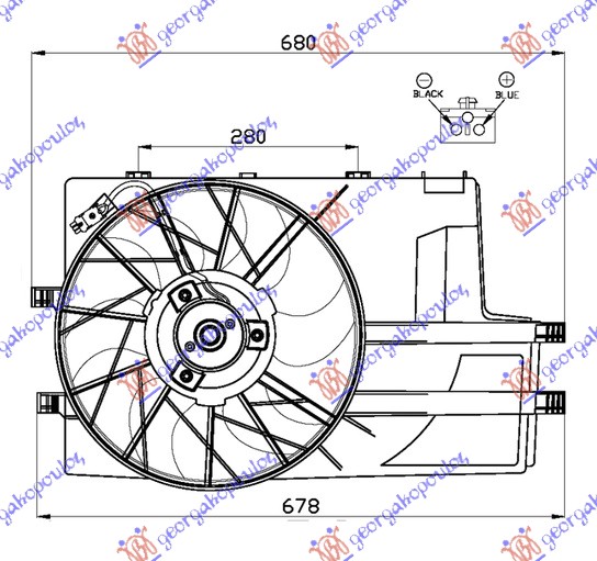 VENTILATOR KOMPLET (BENZIN/DIZEL) (HLADNJAK SA POSUDOM) MERCEDES A CLASS 1998-2004 (W168)