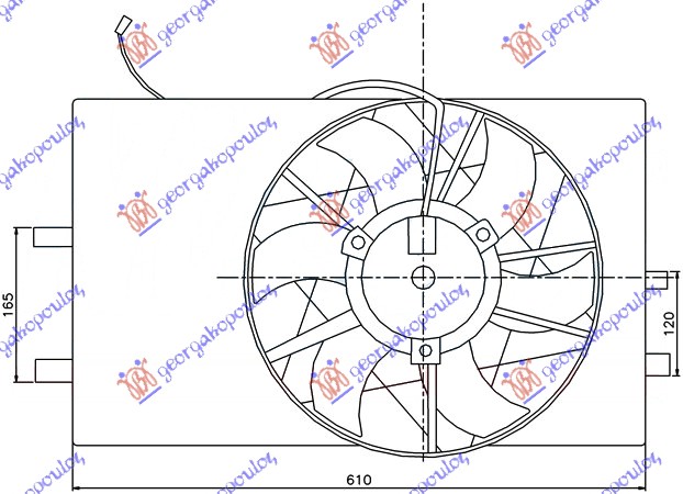 VENTILATOR KOMPLET (BENZIN/DIZEL) (HLADNJAK BEZ POSUDE) MERCEDES A CLASS 1998-2004 (W168)