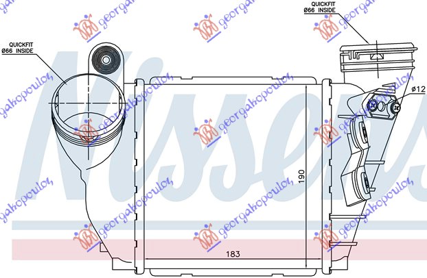 HLADNJAK INTERKULERA BENZIN-DIZEL (183x190x65) 12mm SKODA OCTAVIA 4 1997-2010 (1U2/1U5)