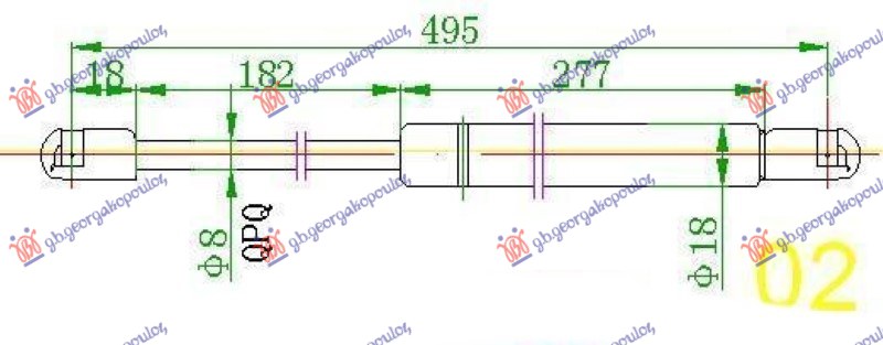 AMORTIZER GEPEK VRATA 00- (492L-470N) SKODA OCTAVIA 4 1997-2010 (1U2/1U5)