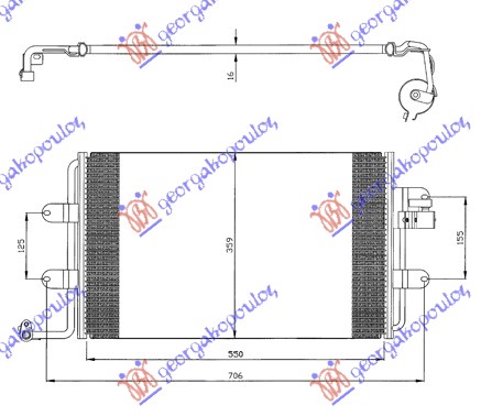HLADNJAK KLIME 1.6/1.8/2.0 BENZIN - 1.9 TDI (540x360) VW NEW BEETLE 1998-2011 (9C1/1C1/1Y7)