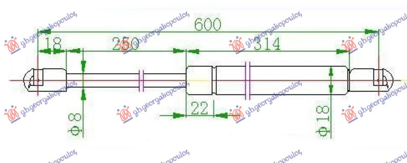 AMORTIZER GEPEK VRATA (600L-330N) VW NEW BEETLE 1998-2011 (9C1/1C1/1Y7)
