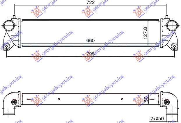 HLADNJAK INTERKULERA 1.6-1.9 JTD (660x127x50) FIAT SEDICI 2007- (189)