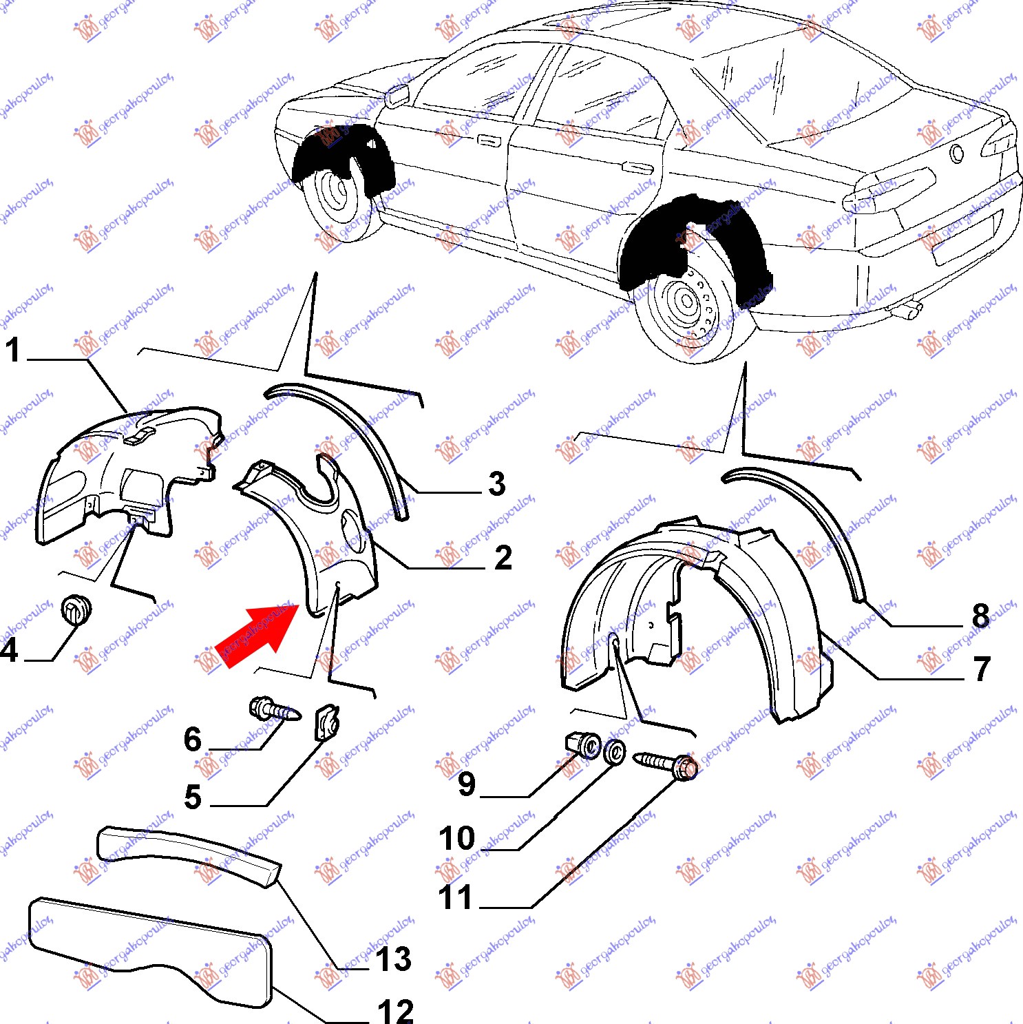 POTKRILO (ZADNJI DEO) ALFA ROMEO 166 1998-2007 (936)