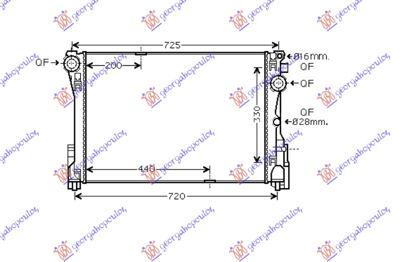 HLADNJAK MOTORA 1.6/1.8/2.0/2.1/3.5 (AUTO) (64x44x3.2) CEV 16mm MERCEDES E CLASS COUPE/CABRIO 2013-2016 (C207)