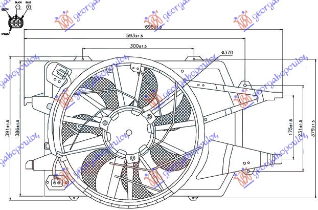 VENTILATOR KOMPLET (-AC) (4 KABLA) FORD FOCUS 1998-2004 (DNW/DFW)