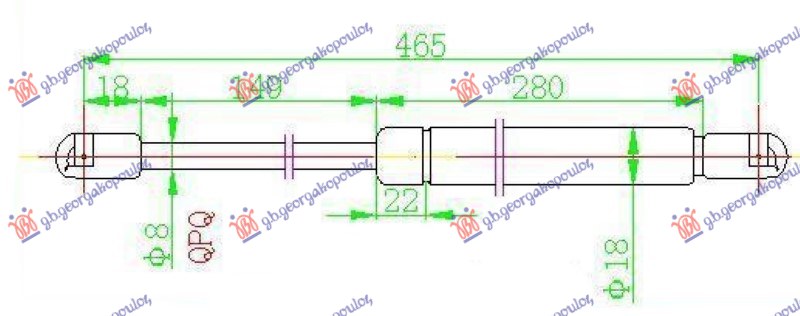 AMORTIZER GEPEK VRATA 3/5 VRATA -02 (455L-680N) FORD FOCUS 1998-2004 (DNW/DFW)