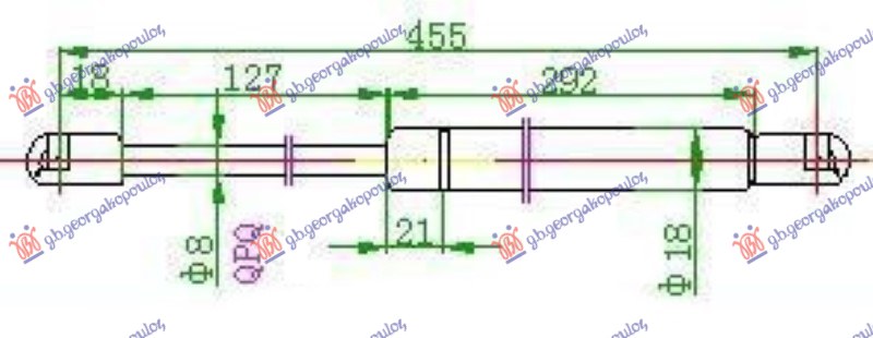 AMORTIZER GEPEK VRATA 3/5 VRATA 02- (455L-700N) FORD FOCUS 1998-2004 (DNW/DFW)