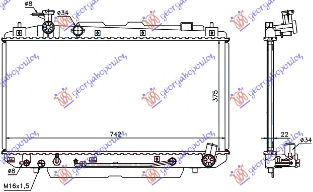 HLADNJAK MOTORA 2.0 16V (AUTO) (37.5x73.8x) TOYOTA RAV 4 2000-2005 (XA20)