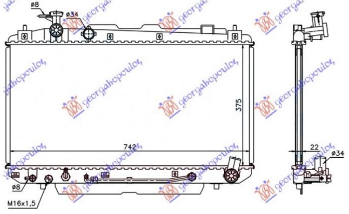 HLADNJAK MOTORA 2.0 16V (AUTO) (37.5x73.8x) (KOYO) TOYOTA RAV 4 2000-2005 (XA20)