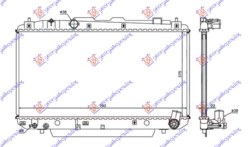 HLADNJAK MOTORA 2.0 D4d (+/-AC) (37.5x73.8x25) TOYOTA RAV 4 2000-2005 (XA20)