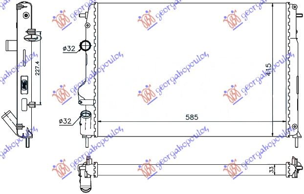 HLADNJAK MOTORA 1.6 BENZIN / 1.5 DCI (+AC) (58.5x41.5x34) DACIA SANDERO I 2008-2012 (BS)