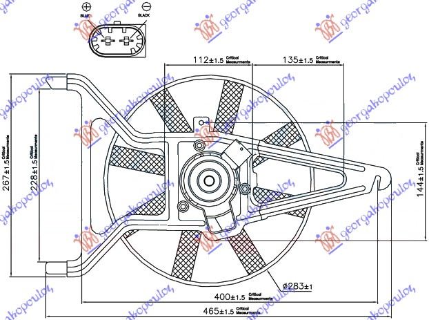 VENTILATOR HLADNJAKA KOMPLET (BENZIN) (-AC) CITROEN SAXO 1999-2004 (S0/S1)
