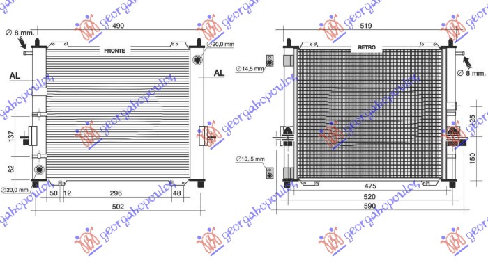HLADNJAK MOTORA I KLIME 1.2 BENZIN (MANUELNI/AUTOMATSKI) (434x388) 03- RENAULT TWINGO 2000-2007 (C06)