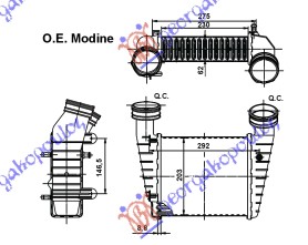 HLADNJAK INTERKULERA 1.9-2.0 TDi (23x207x62) SKODA SUPERB 2001-2008 (3U4)
