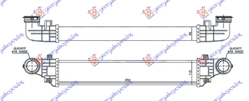 HLADNJAK INTERKULERA 1.8i-16V KOMPRESSOR - 2.7-3.2 Cdi (65x11.3) MERCEDES E CLASS 2002-2009 (W211)