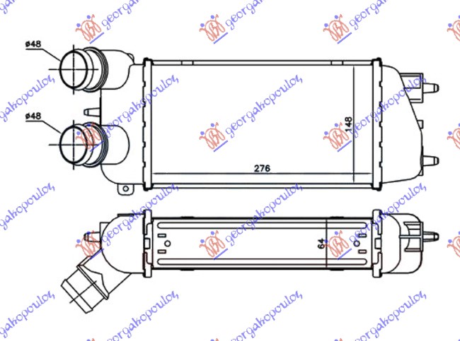 HLADNJAK INTERKULERA 1.6 HDi DIZEL (275x150x64) -06 CITROEN C3 2002-2010 (FC/FN)