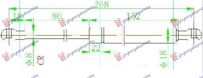 AMORTIZER GEPEK VRATA (SEDAN) (268L-510N) NISSAN PRIMERA 2002-2008 (P12)