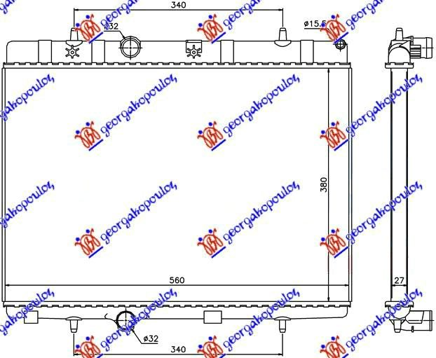 HLADNJAK MOTORA 2.0 Hdi (+/-AC) (38x56x19) CITROEN C2 2003-2008 (JM)