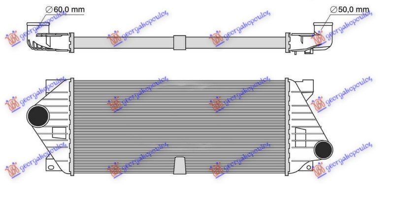 HLADNJAK INTERKULERA 3.2 BENZIN - 2.7 CDI DIZEL (585x259) MERCEDES ML 1998-2005 (W163)