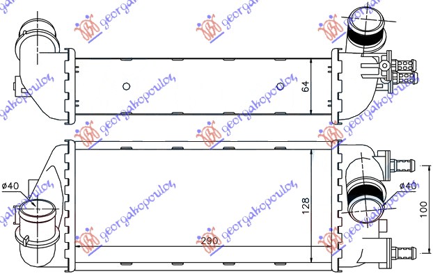 HLADNJAK INTERKULERA 1.3 JTD -09 - BENZIN (29x13x6.5) FIAT PANDA NEW 2012- (312/319)