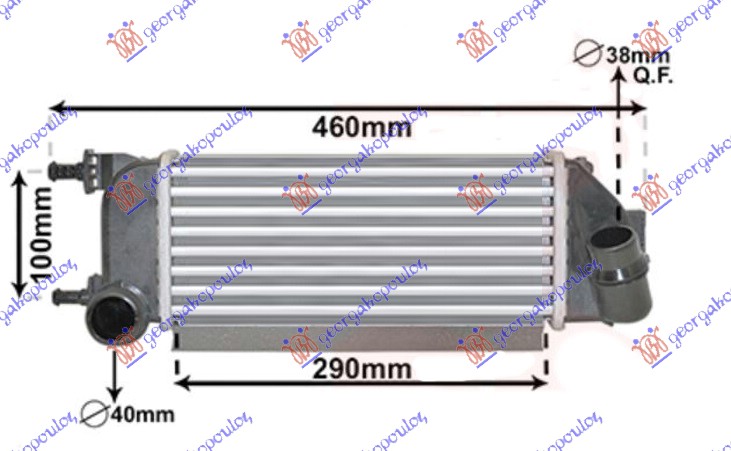 HLADNJAK INTERKULERA 1.3 MJTD DIZEL (290x130x64) FIAT PANDA NEW 2012- (312/319)