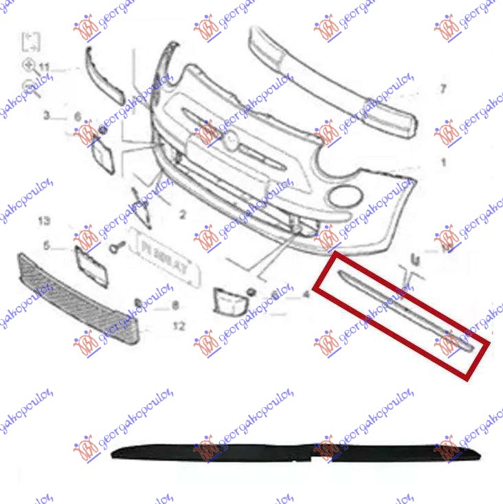 SPOJLER PREDNJEG BRANIKA FIAT PANDA NEW 2012- (312/319)