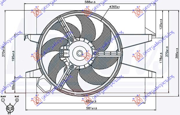 VENTILATOR KOMPLET (BENZIN/DIZEL) (-AC) (OKRUGLI KONEKTOR) FORD FUSION 2002-2012 (JU)