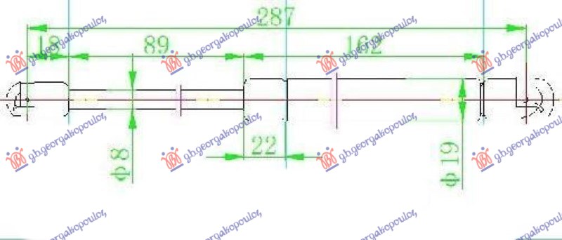 AMORTIZER GEPEK VRATA 06- (287L-450N) FORD FUSION 2002-2012 (JU)
