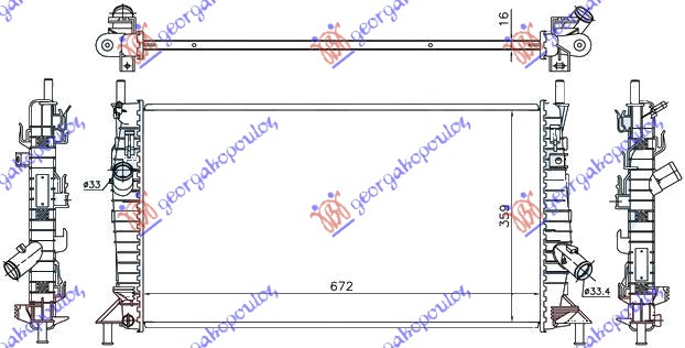 HLADNJAK MOTORA 1.6/1.8/2.5 BENZIN-2.0 TDCi (MAN/AUTO) (670x380) FORD FOCUS 2008-2011 (DB/FCH/DH)