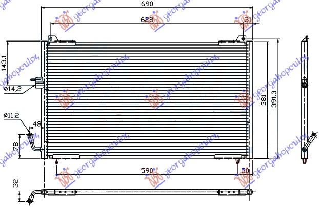 HLADNJAK KLIME BENZIN/DIZEL (650x380) 99- PEUGEOT 406 COUPE 1996-2005 (8C/8E/8F)