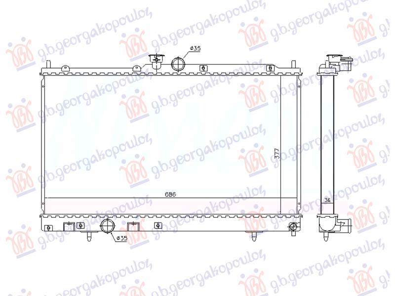 HLADNJAK MOTORA 2.0 BENZIN (MAN) (375x688) MITSUBISHI LANCER 2004-2008 (CSA/CTA)