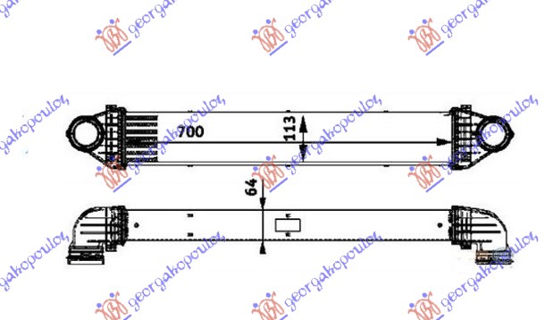 HLADNJAK INTERKULERA 2.0 CDi (698x96x63) MERCEDES B CLASS 2006-2008 (W245)