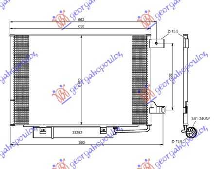 HLADNJAK KLIME BENZIN (600x4100x16) 2 NOSACA MERCEDES B CLASS 2006-2008 (W245)