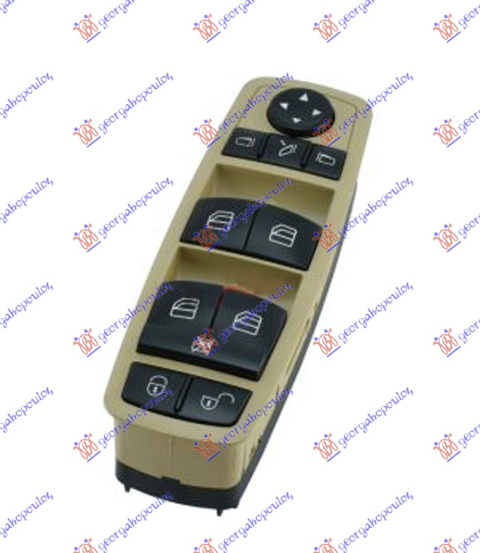 PREKIDAC U PREDNJIM VRATIMA (4 TASTERA) (ELEKTRO-SKLOPIV RETROVIZOR) (KREM OKVIR) (3 PIN) MERCEDES B CLASS 2011-2014 (W246)