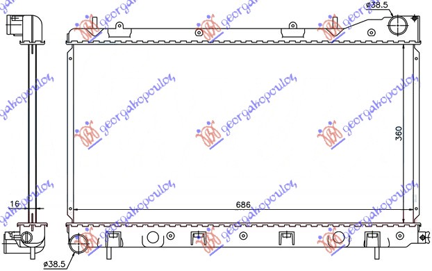 HLADNJAK MOTORA 2.0/2.5 BENZIN (MAN) (360x676x16) SUBARU FORESTER 2002-2008 (SG/SH)