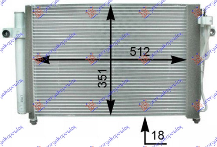HLADNJAK KLIME 1.1/1.3i 16i 12V (503x350) HYUNDAI GETZ 2002-2005 (TB)