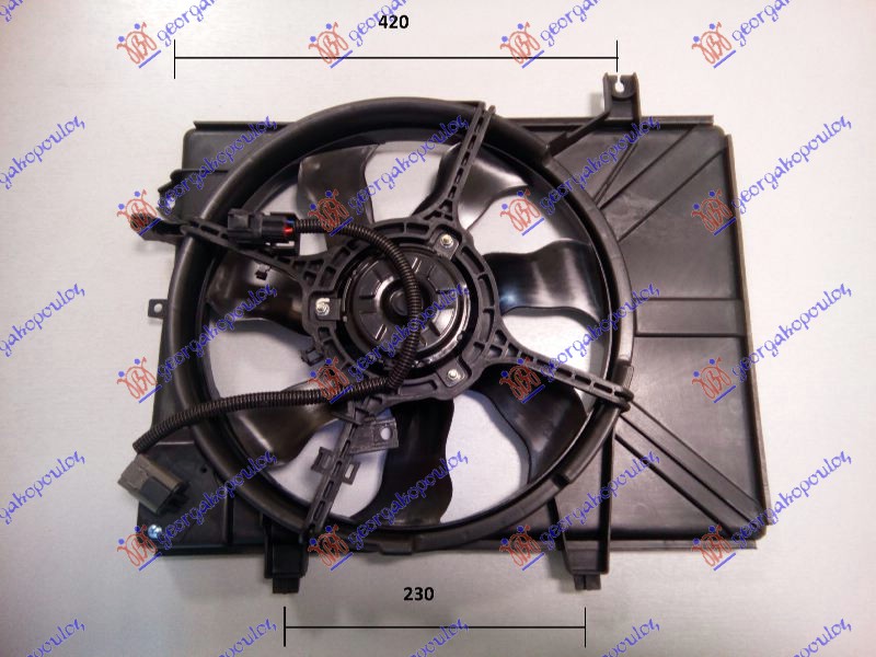 VENTILATOR KOMPLET (BENZIN-DIZEL) (+/- AC) (DONJI NOSACI 230mm) HYUNDAI GETZ 2006-2010 (TB)