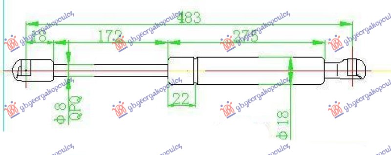 AMORTIZER GEPEK VRATA (483L-370N) HYUNDAI GETZ 2002-2005 (TB)