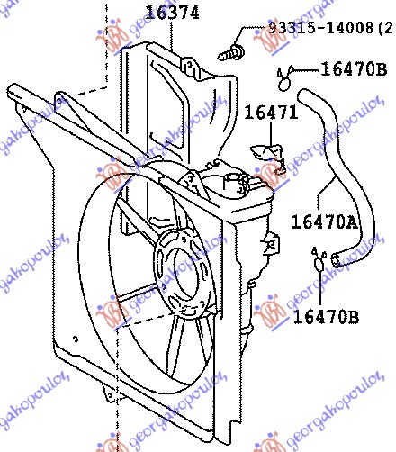 NOSAC VENTILATORA KOMPLET (1.0 BENZIN) (-AC) TOYOTA YARIS I 1999-2005 (P1)