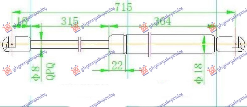 AMORTIZER HAUBE (715L-330N) AUDI A4 2000-2004 (8E2/8E5)