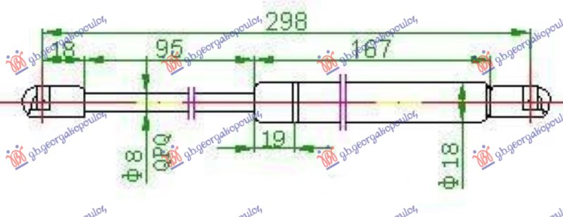 AMORTIZER GEPEK VRATA 00- (298L-650N) AUDI A4 2000-2004 (8E2/8E5)