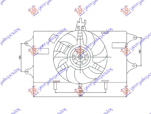 VENTILATOR KOMPLET (1.2 BENZIN) (+AC) FIAT DOBLO 2001-2005 (119/223)