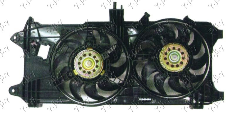 VENTILATOR HLADNJAKA (DUPLI) KOMPLET (1.3/1.9 JTD) (+AC) FIAT DOBLO 2001-2005 (119/223)